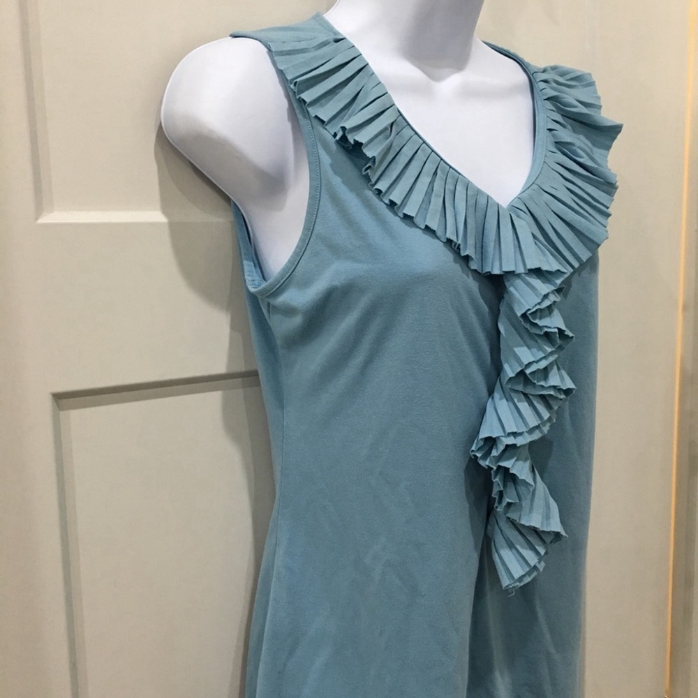 Christopher & Banks Sleeveless ruffle top teal blue green size small - Picture 3 of 7